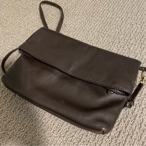 Dark Brown Leather Clutch Bag